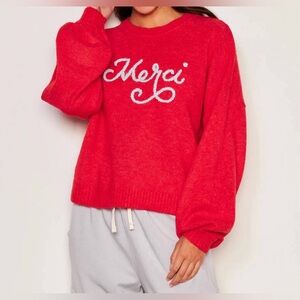 Sundry Red Merci Sweater